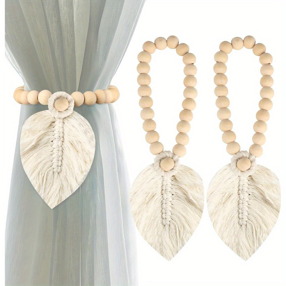 TEMU 2pcs Tiebacks For Curtains, Boho Curtain Tiebacks, Boho Leaves Curtain Tiebacks, Decorative Curtain Tiebacks For Bedroom Office Curtain