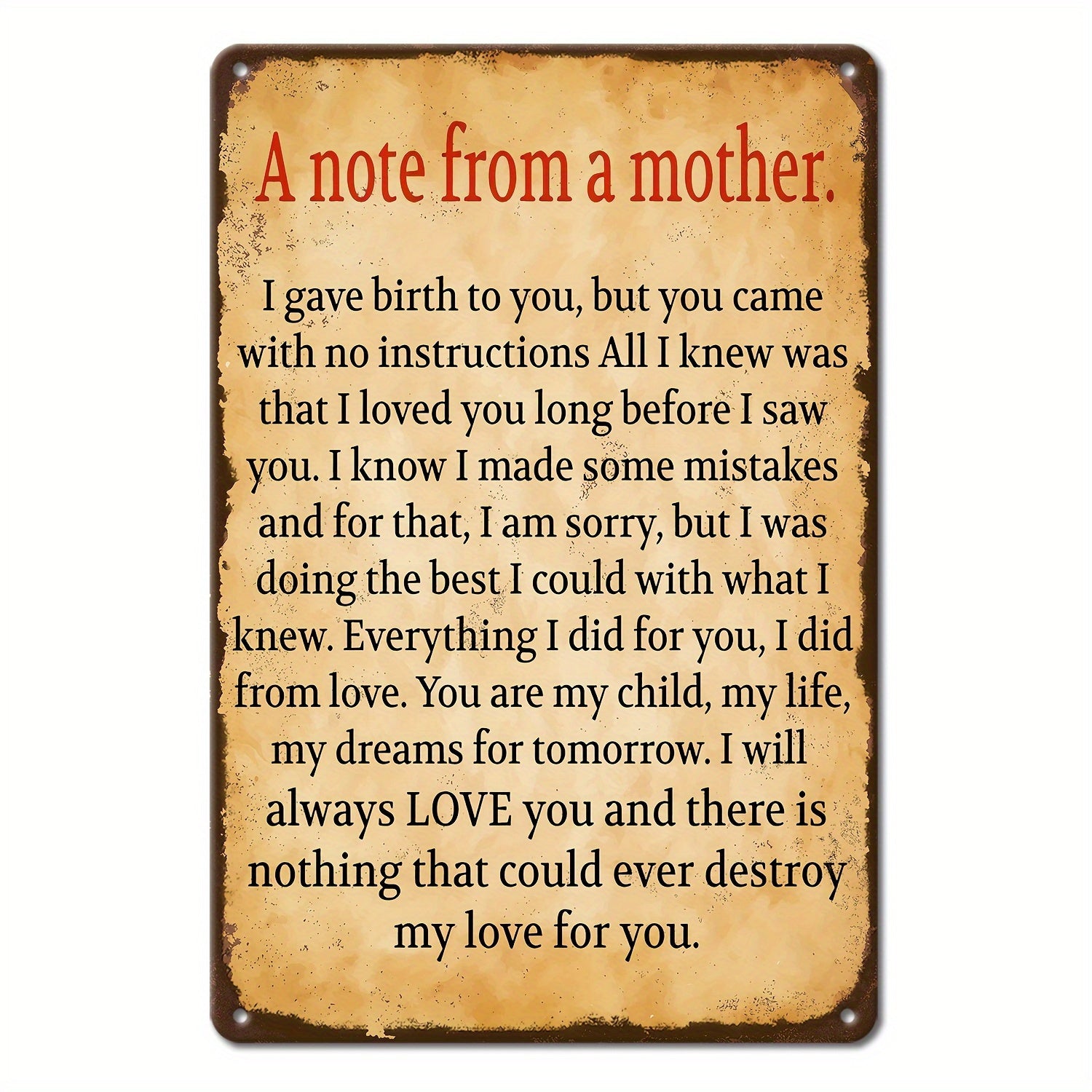 TEMU A Sarcastic Metal Plate, A Note From Mother, Fun Poster, Suitable For Outdoor Wall Decoration, Street Yard Porch Garage Home Hole Shop Garden