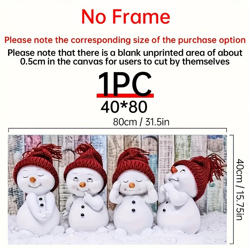 TEMU 1pc Canvas Wall Art, Christmas Snowman Painting, Cute 4 Snowman Printed Posters, Stylish Wall Decoration, Living Room- Bedroom- Office Family