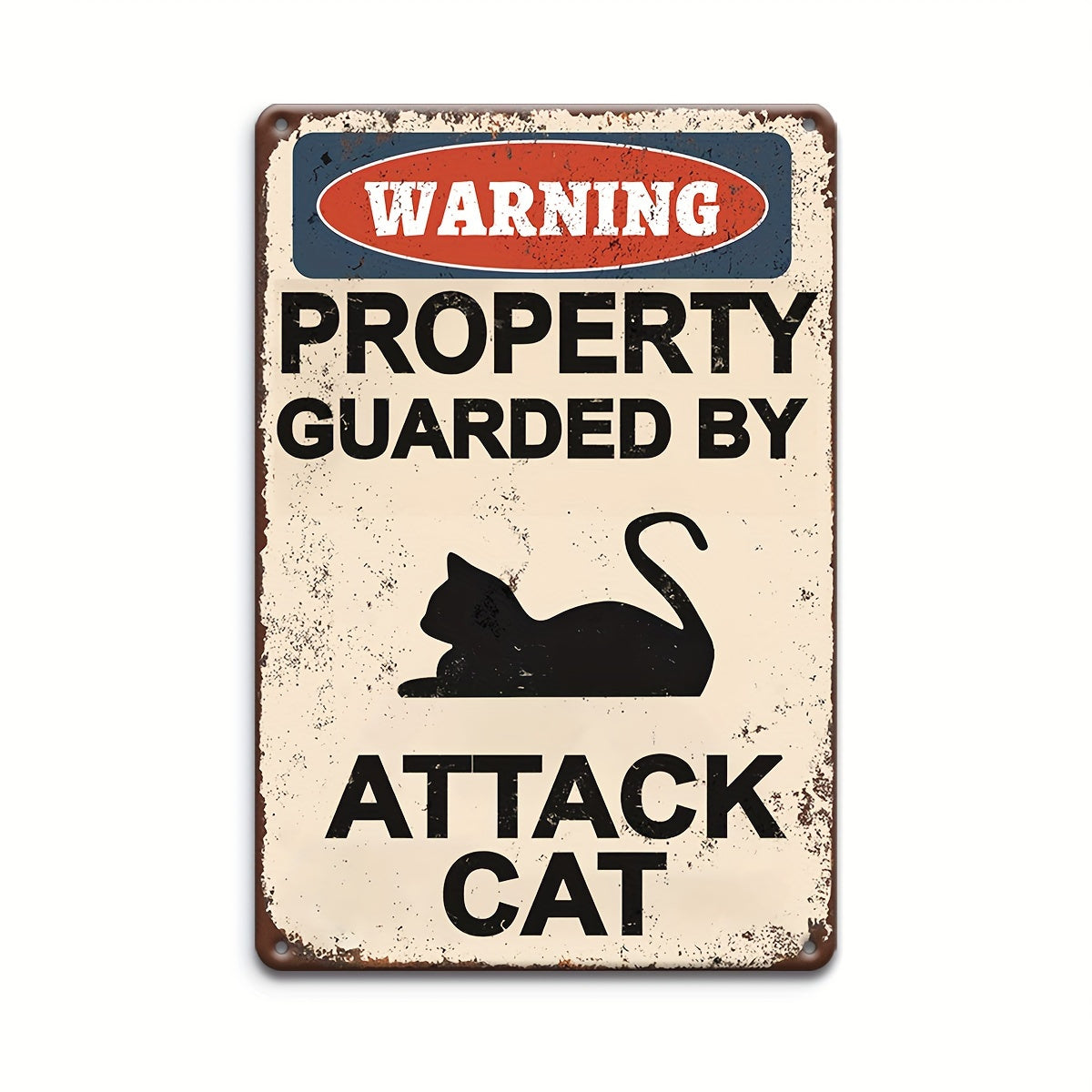TEMU Cat Warning Sign - Vintage Metal Sign For Outdoor Wall Decorations - Multipurpose Wall Mounted Metal Plaque - English - Great For Garages, ,
