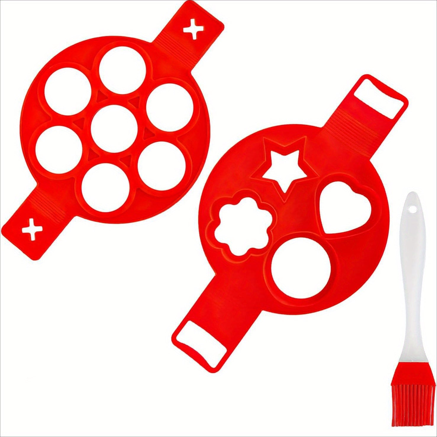 TEMU 3pcs Silicone Pancake Maker Multiple Shapes Nonstick Baking Mold Ring Fried Egg Molds For Family Cooking Kitchenware Gadgets For Restaurant