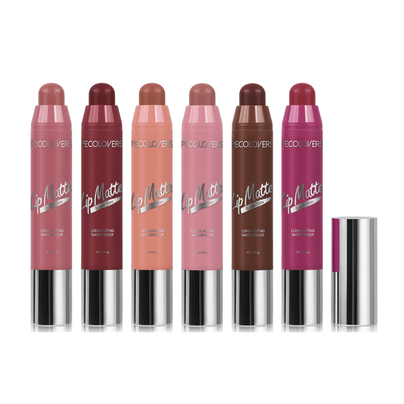 TEMU 6pcs-set Velvet Matte Lipsticks Pencil Waterproof Long Lasting Nude Lip Stick On-stick Cup Makeup Lip Tint Pen Cosmetic