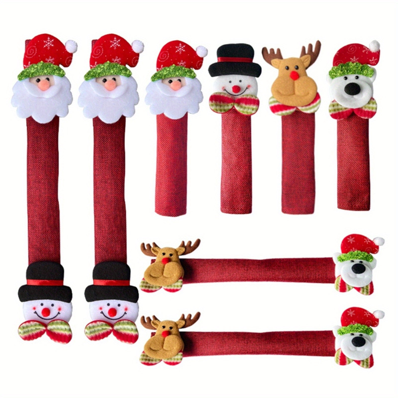 TEMU 8pcs- Set Christmas Ornaments Protective Covers For Kitchen Appliance Christmas Snowman Santa Handle Covers For Refrigerator Oven Christmas