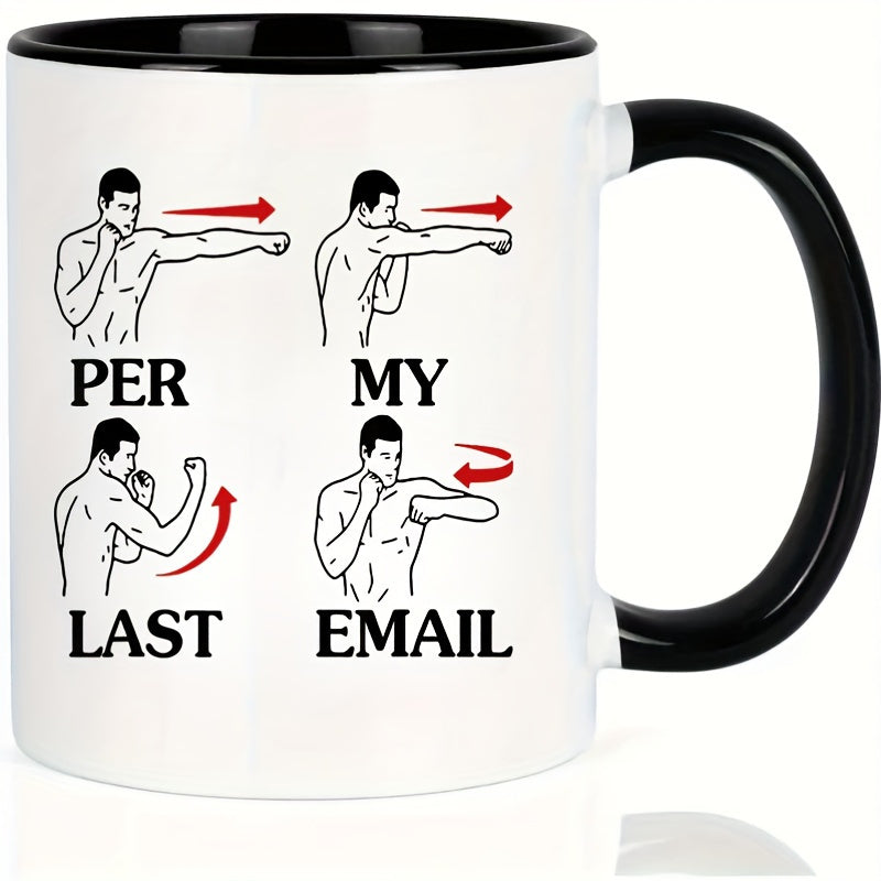 TEMU Per Email" Humorous Coffee Mug - 11oz Ceramic, Dishwasher & Microwave Safe, Perfect Gift For , Coworkers, Family