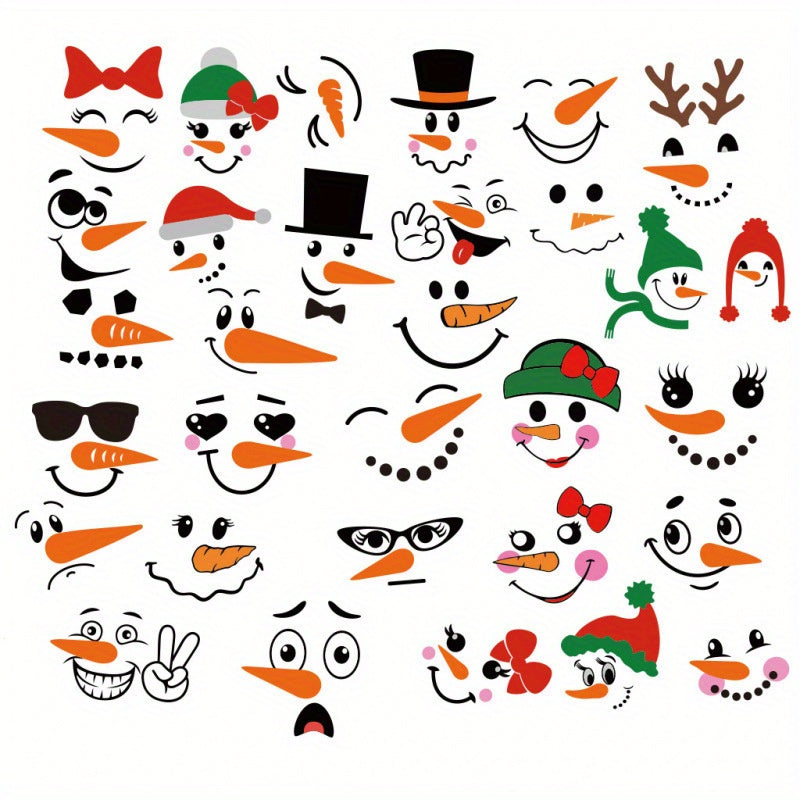 TEMU Sticker Craft Set Christmas Decal Decoration Glass Christmas Ball Window Wall Christmas Decoration (31 Snowman Faces)