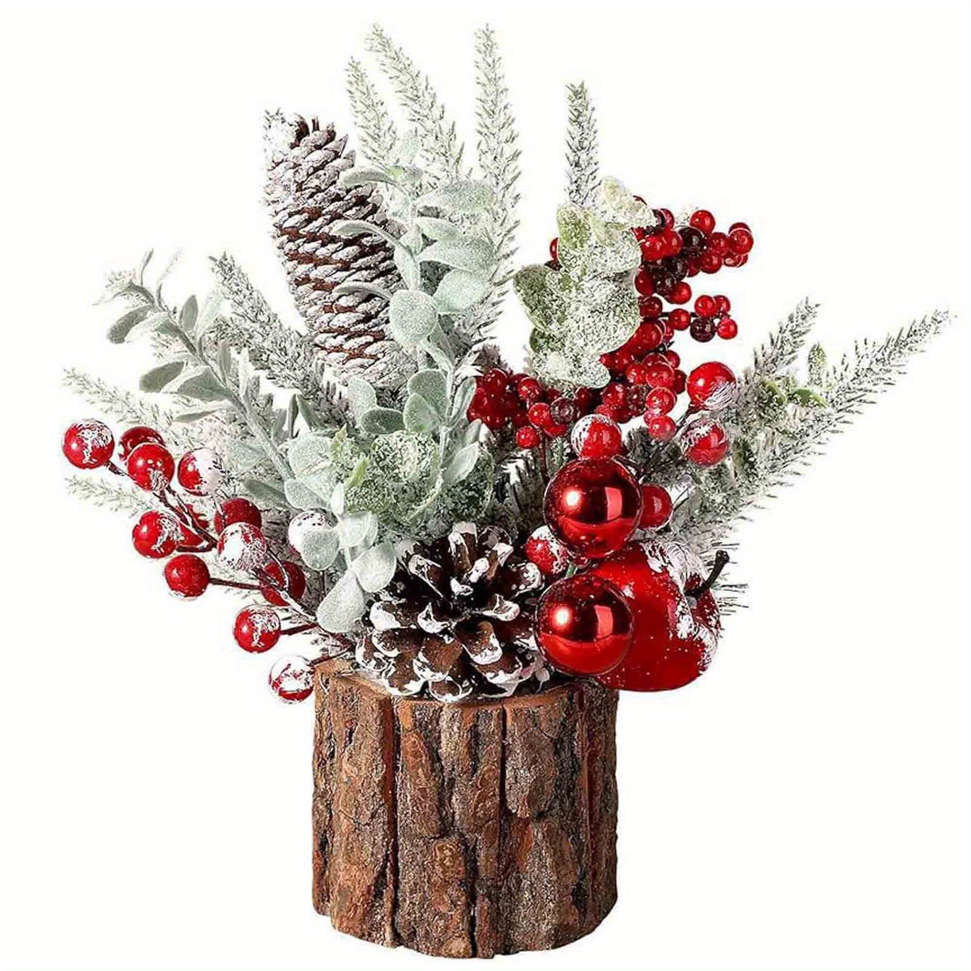 TEMU Small Christmas Tree Tabletop Artificial Mini Christmas Tree Decorations With Holiday Ornaments Pine Cone Greenery