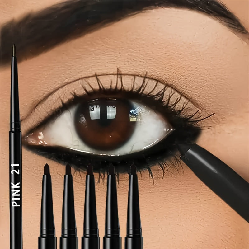 TEMU 5pcs Waterproof And Sweatproof Black Eyeliner Pencils - Long-lasting, For Makeup, Formula For Flawless Wings Valentine's Day Gift