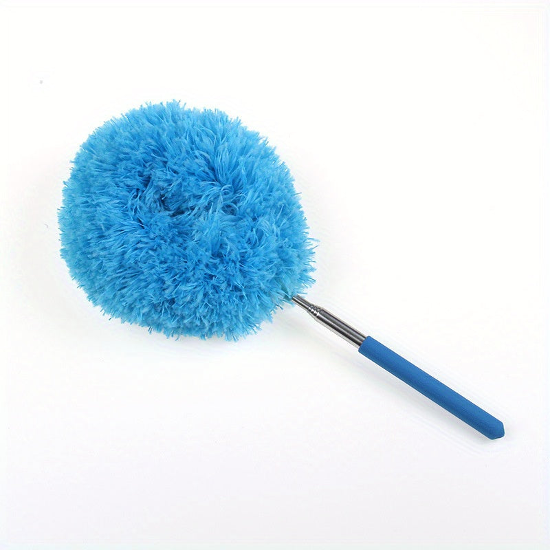 TEMU Telescoping Microfiber Duster With Stainless Steel Handle - Adjustable Height, Static Dusting For Ceiling Fans, High Furniture, Car, Cobwebs,