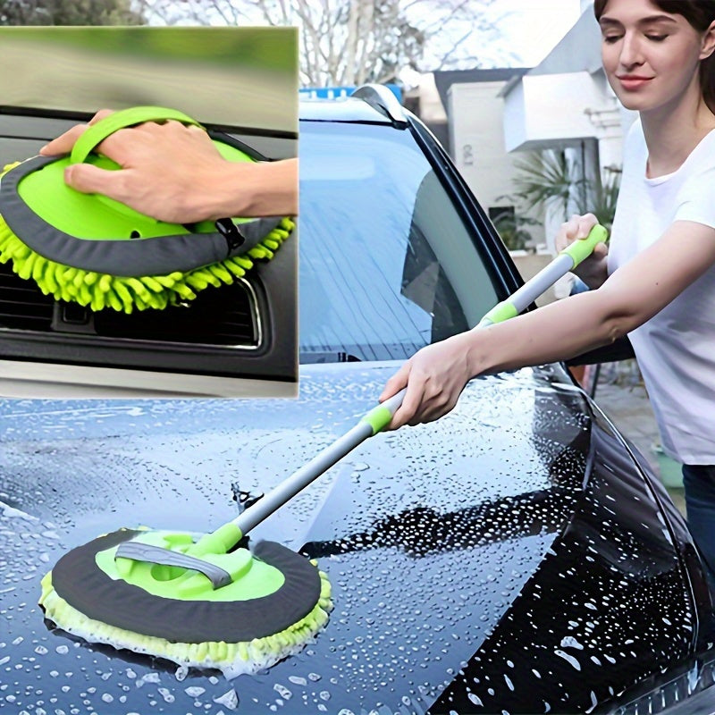 TEMU Long-handle Car Washing Brush And Mop Set For Detail Cleaning Tools, Suitable For Cars, Trucks, Suvs, Rvs, And Trailers, Sponge Dusters With