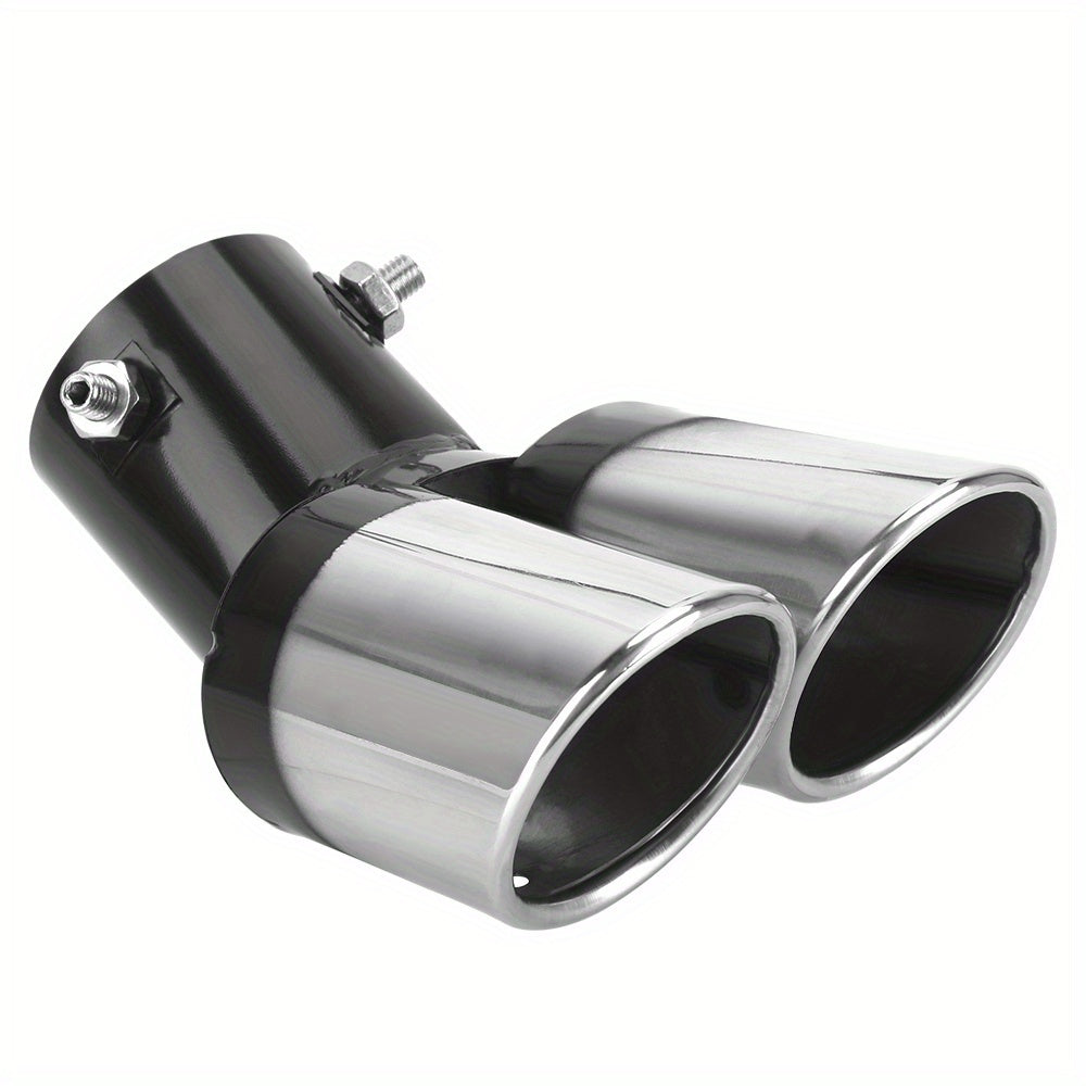 TEMU A Chrome Colored Tailpipe For Car Decoration. Motors Exhaust System Decoration. Stainless Steel Bent Tailpipe With Double Outlets