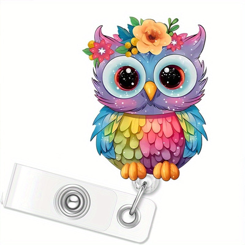 TEMU 1 Owl Designed Retractable Badge With Crocodile Clip, Suitable For Id Card Holders Of Nurses, Students, Doctors, And Office Workers, Name Tag