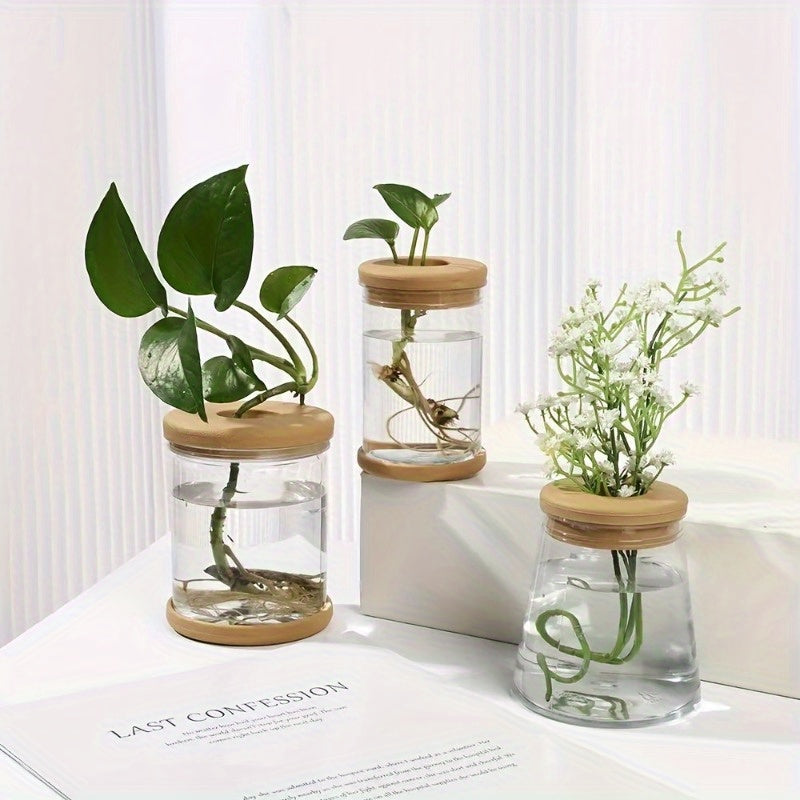 TEMU 3pcs, Hydroponic Plant Vase, Clear Plastic Propagation Pot, 3.5 Inch Indoor Small Grow Pot For Home Decoration.