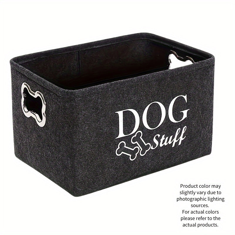 TEMU Spacious Felt Pet Toy Storage Box - Ideal For Dog Toys, Blankets & Accessories | Durable Polyester Organizer For All Breeds