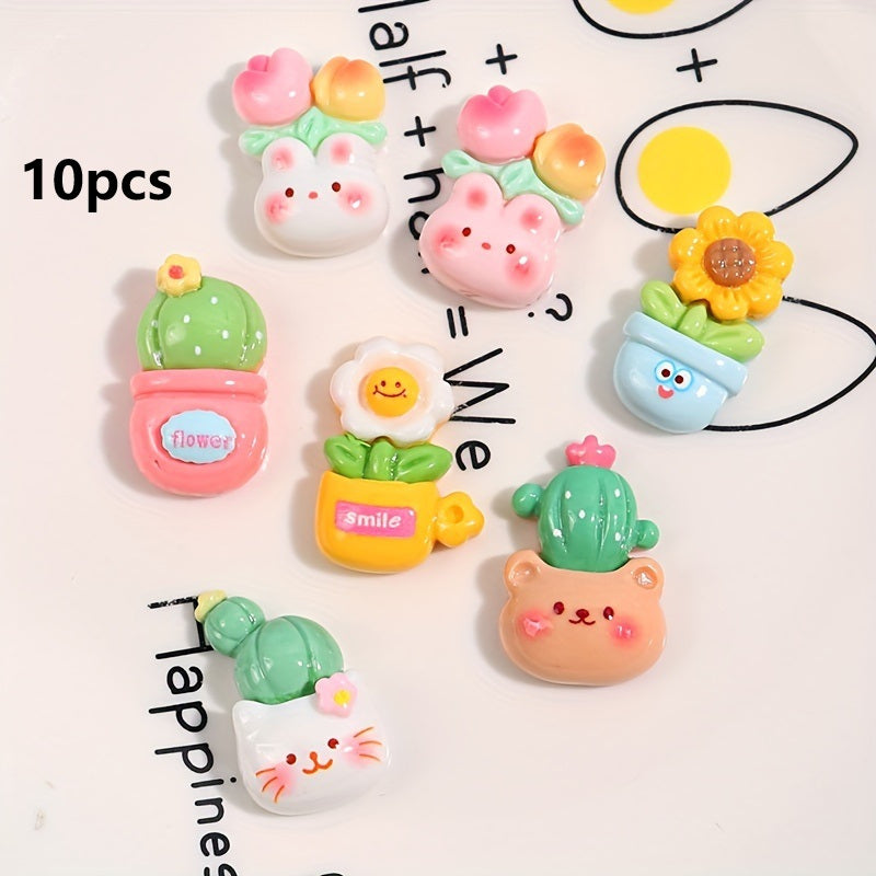 TEMU 10pcs Mixed Diy And Cartoon Animal Charms For Jewelry Making, Mobile Phone Cases, Cups, And Refrigerator Decorations
