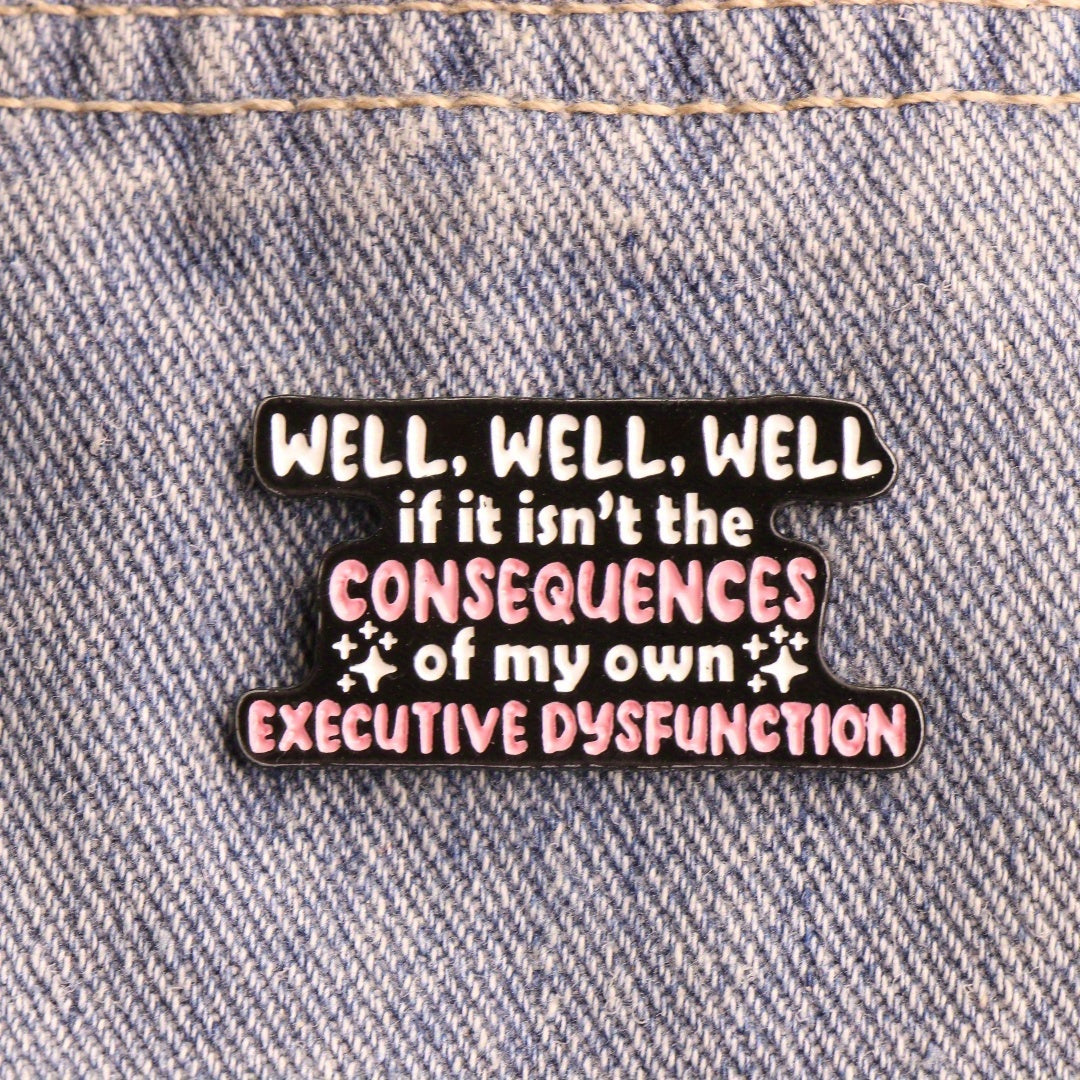 TEMU Humorous Quote Enamel Pin "consequences Executive " - No Plating Alloy Brooch For Daily Wear, Versatile Accessory For Clothing And Bags, Ideal