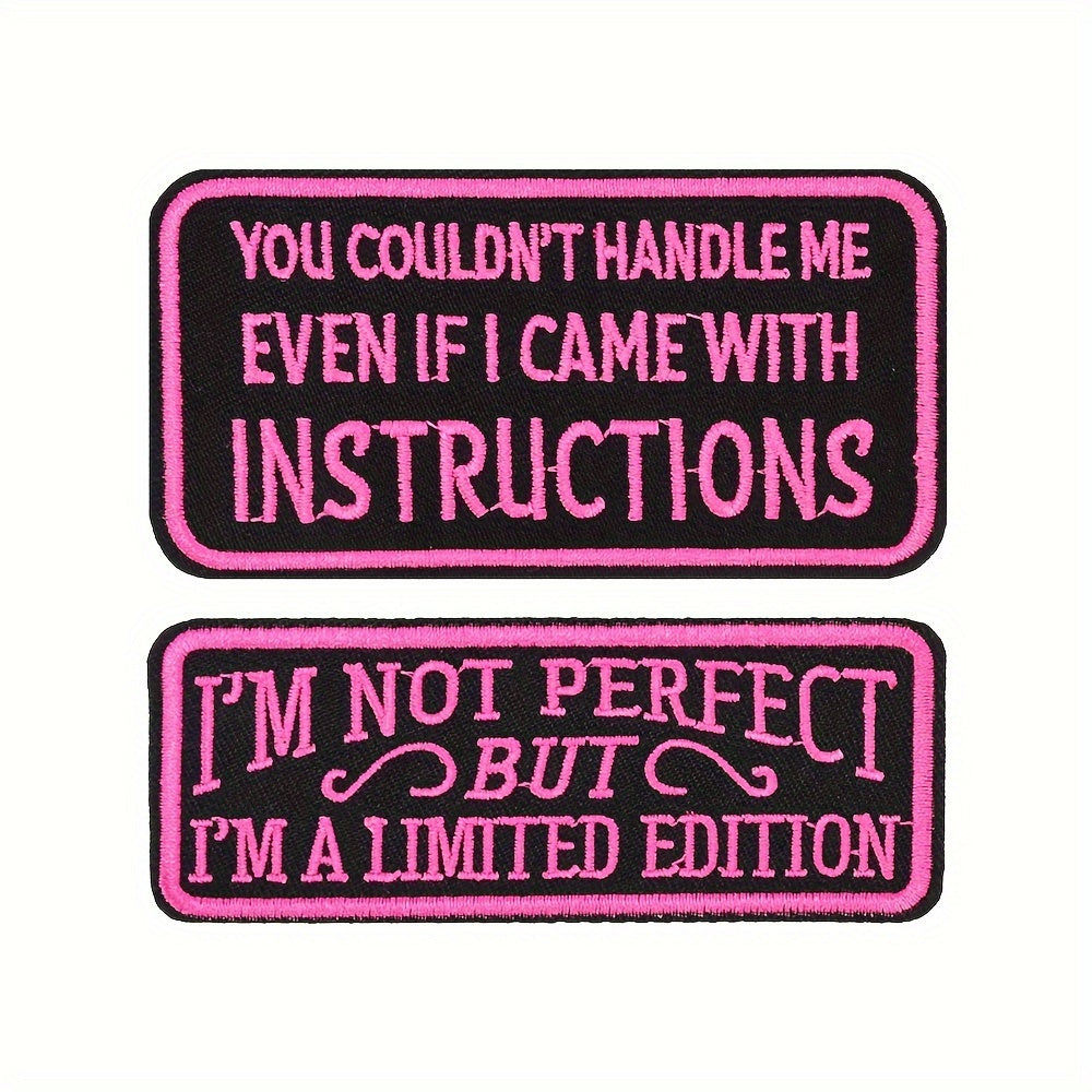TEMU 2pcs Embroidered English Phrases Patches - Suitable For , Backpacks, Hats, And Jackets Iron-on-sew-on