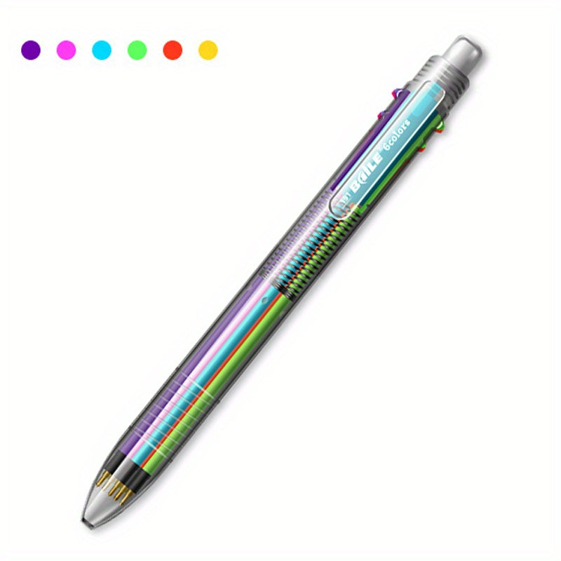 TEMU 6-in-1 Creative Multicolor Ballpoint Pen Push Type Pens Multifunction Personality Press Pens School Office Supply