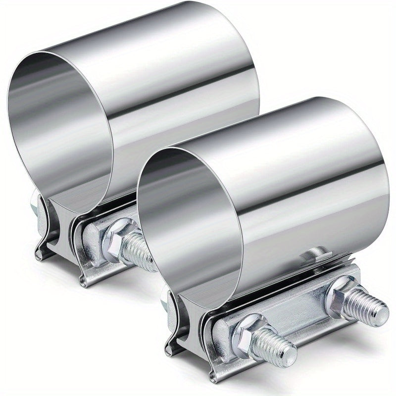 TEMU 2.5" Stainless Steel Butt Joint Exhaust Seal Band Clamp 2pcs