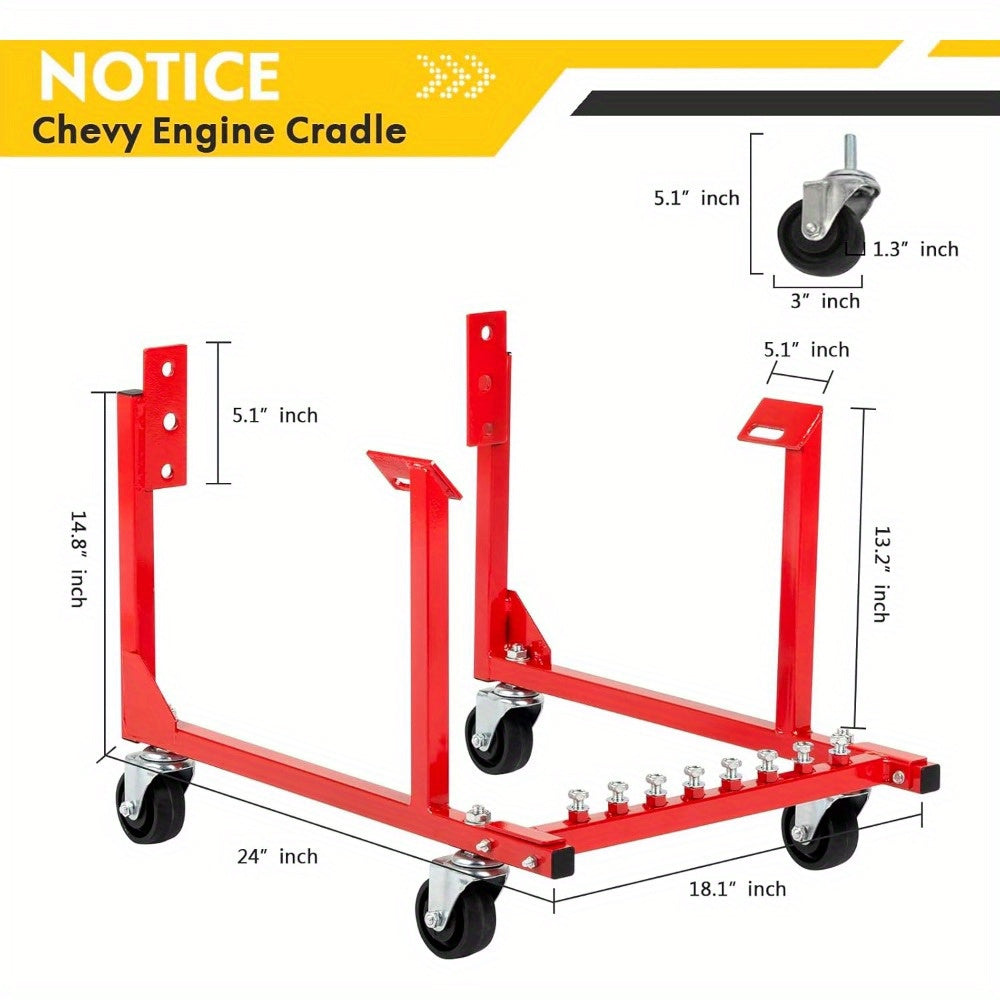 TEMU 1000 Lb Capacity Engine Hoist Stand W- Dolly Wheels - Heavy Duty Adjustable Automotive Lift Crane For Chevy (red)