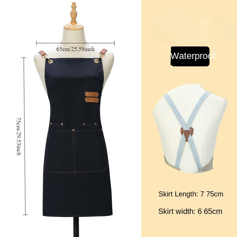 TEMU 1pc Canvas Waterproof Apron, Catering Milk Tea Baking Shop, Fashion Flower Shop, Coffee Shop, Restaurant, Work Clothes Suitable For Men And