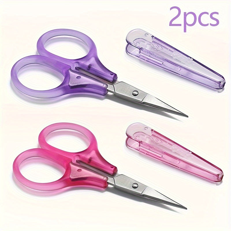 TEMU 2pcs Mini Craft Scissors Set - Sharp Precision Detail Cutters, Tsa Approved 3" Travel Size With Protective Case For Paper Cutting, Scrapbooking,