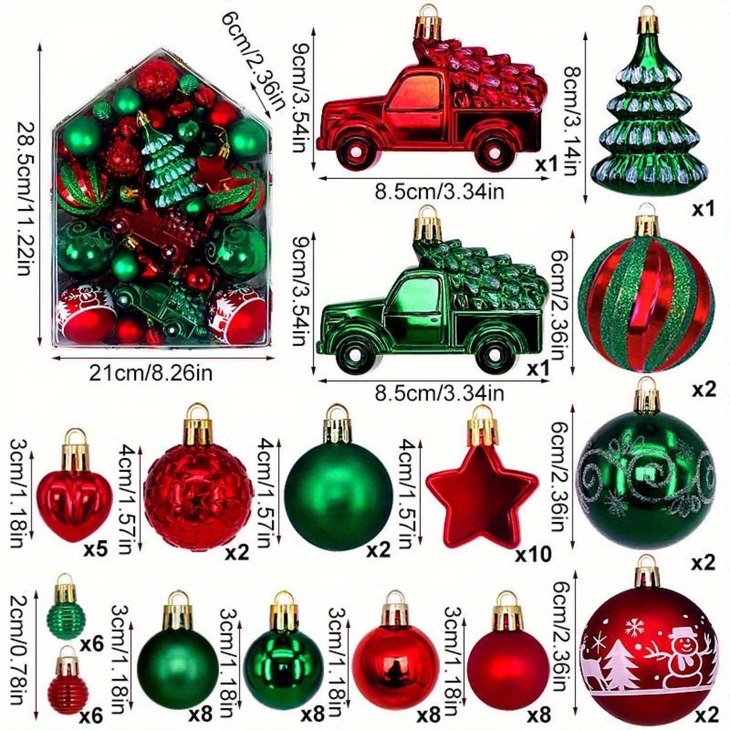 TEMU Christmas Balls 72pcs Set Painted Special-shaped Plating Balls Christmas Tree Ornaments Festive Decorationspendant Decoration Ornaments, Scene