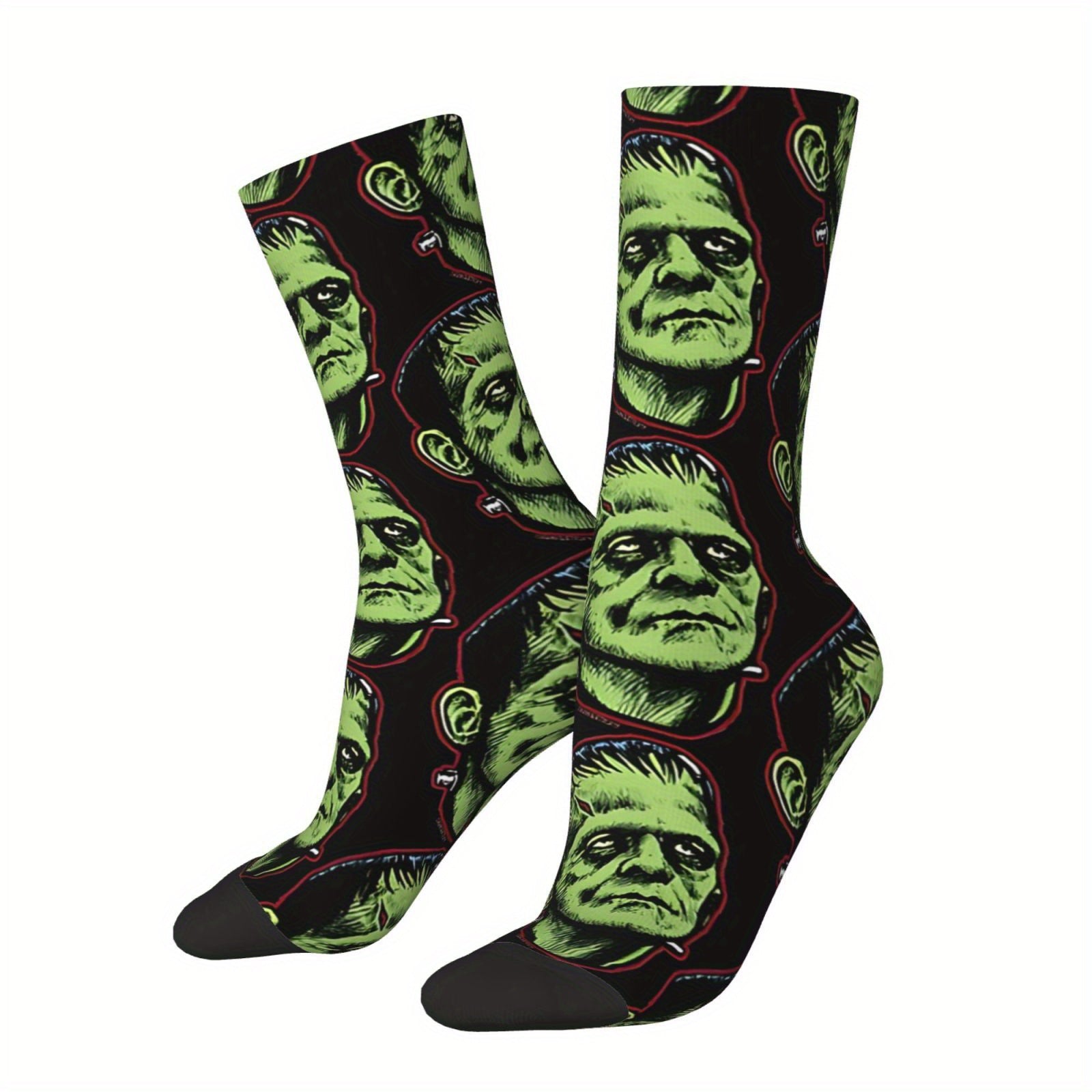 TEMU 1 Pair Men's Frankenstein Socks - Funny Novelty Compression Fit With Print, Harajuku Socks For Themed Parties, Gifts, Casual Attire