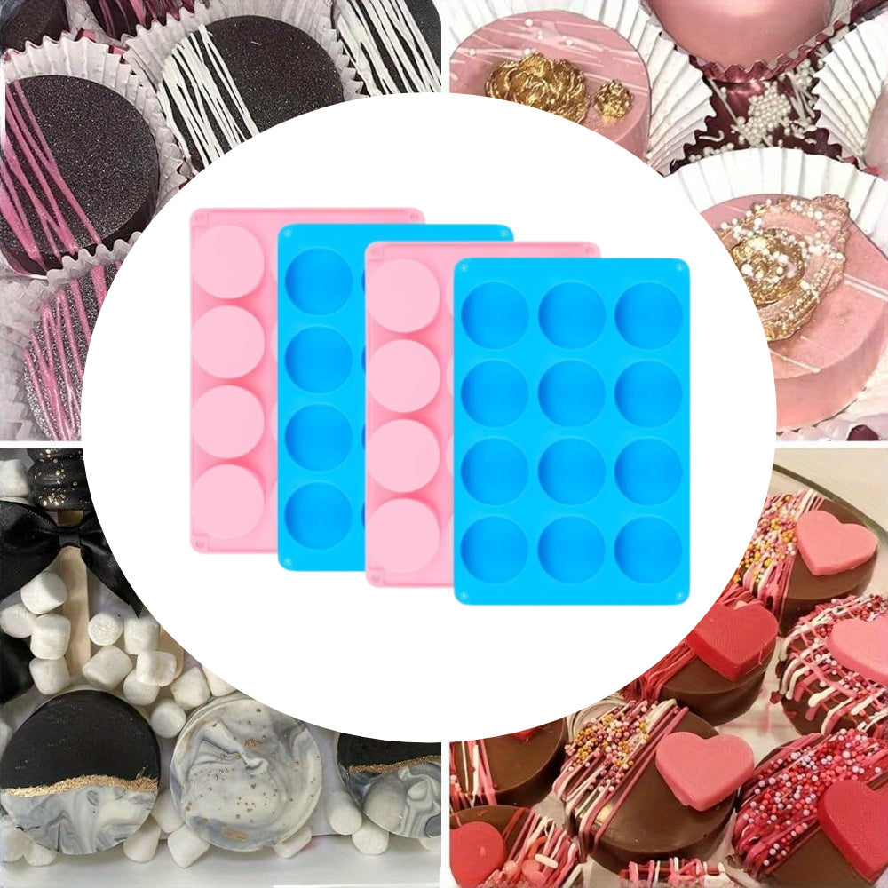 TEMU Cake Mold, Silicone Mold, Suitable For Chocolate Cake Disc, Cookie Disc, 12-holes Cylindrical Cake Disc Mold Set, Suitable For Birthday Parties,