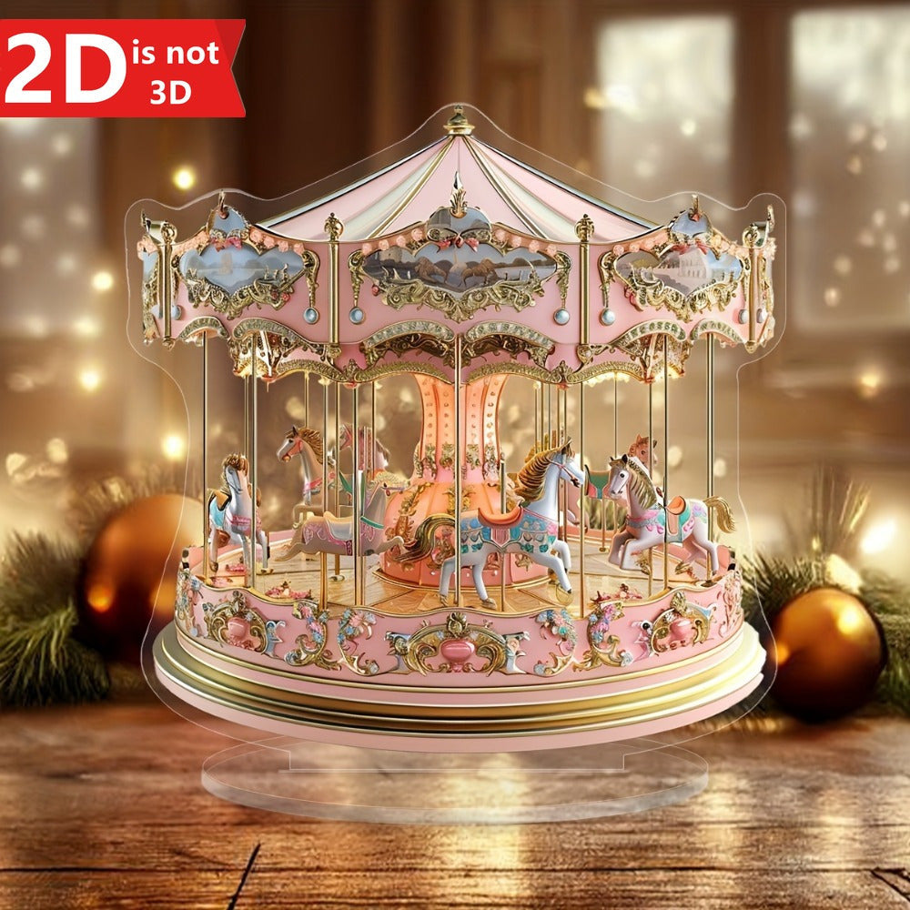 TEMU 1pc 2d Carousel Display Board, Versatile Desktop Decoration For Home And Office Use, For Christmas And Birthday Gifts, With Stand, A Gift For
