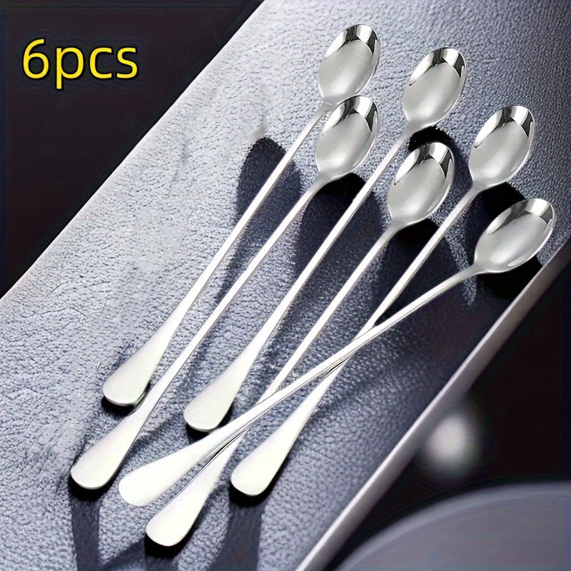 TEMU Set Of 6 Tea Spoons With Long Handles - Coffee, Iced Tea, And Desserts - Dishwasher Safe - Kitchen Accessories