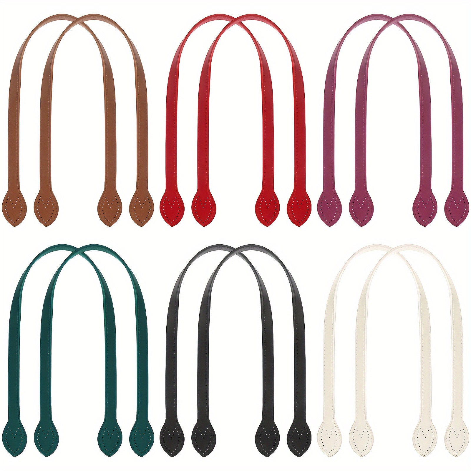 TEMU 12pcs Bag Handles For Bag Making, 23.4" Pu Leather Straps For Handbag, Purse Handles For Crochet Bags 6 Colors