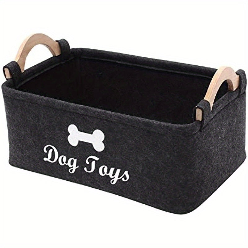 TEMU 1 Dark Gray Felt Pet Toy Box, Dog Toy Box, Storage Basket Box Storage Box-very Suitable For Organizing Pets, Very Suitable For Storage.