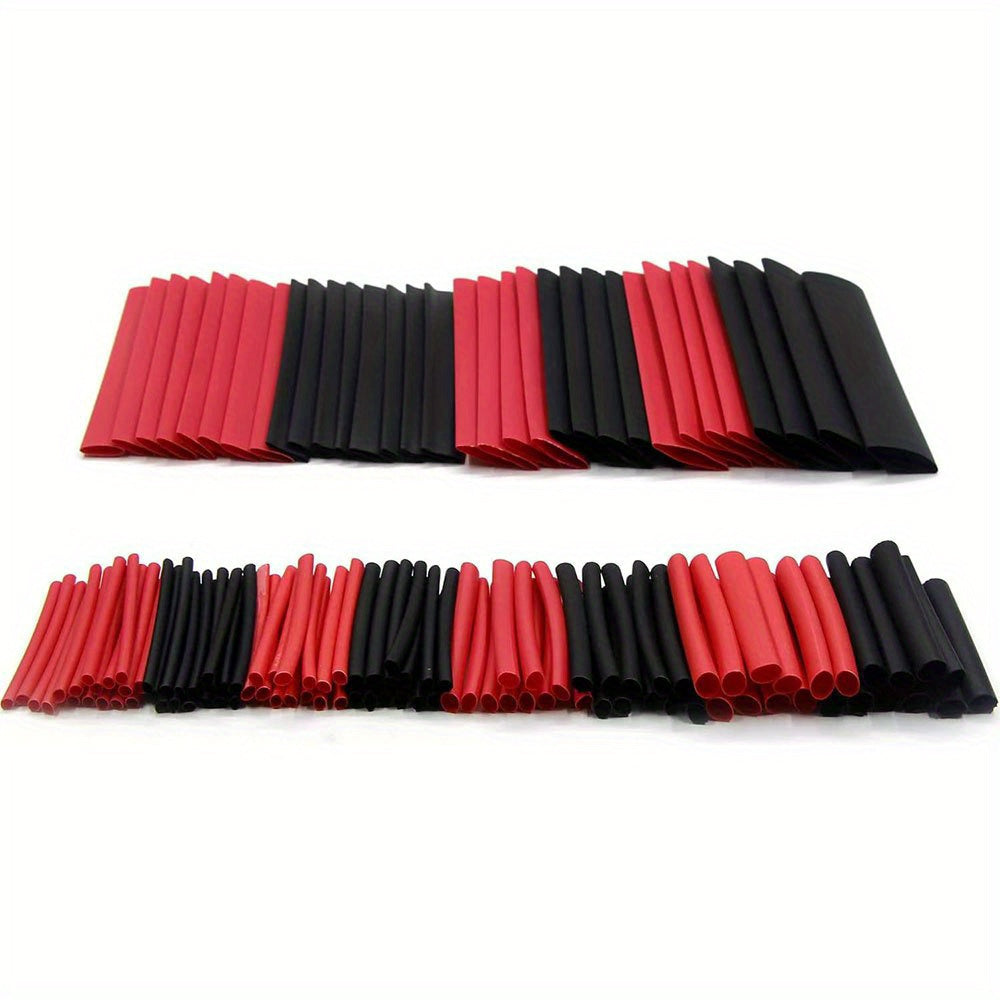 TEMU 127pcs Heat Shrink Tubing Assortment - Black And Red Polyolefin Tubes For Car Cables And Wires - 2:1 Shrink Ratio - And Durable