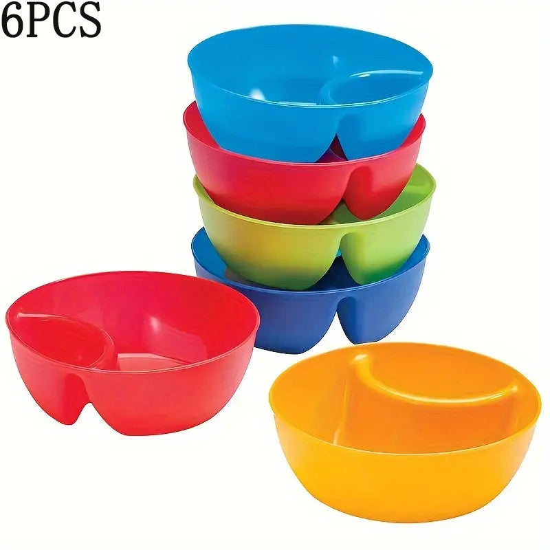 TEMU 6pcs Plastic Bowl, 6-color Non-fragile Bowl, Multifunctional Snack Bowl, Split Bowl, Dipping Bowl, And Dipped Sauce Bowl, Split Bowl, Potato