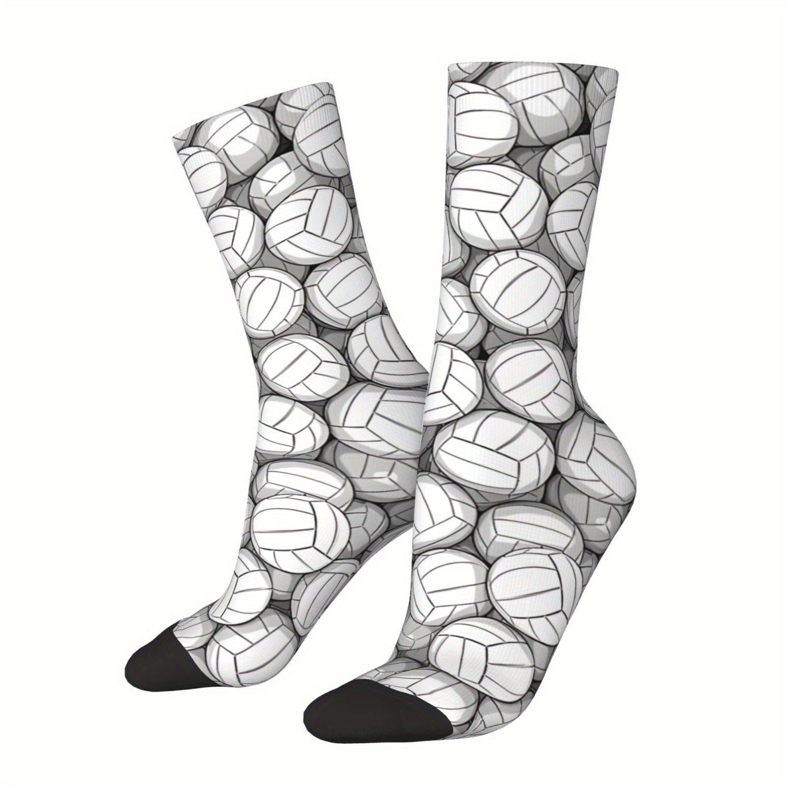 TEMU Volleyball-inspired Socks For - Fun Hip Hop Retro Design, Breathable & Moisture-wicking Crew Socks