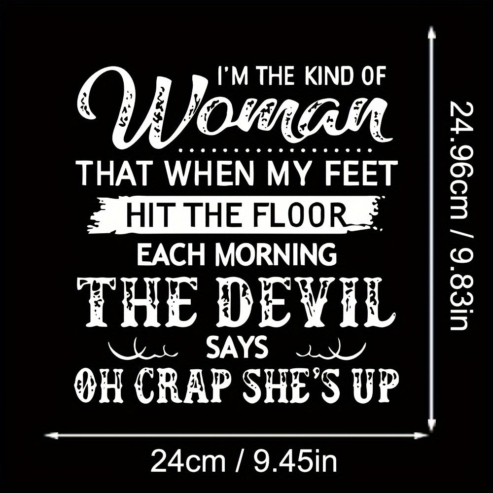 TEMU Vinyl Iron-on Transfer Patch, White Graphic Woman Quote Applique, Cartoon Humor Decal, With Heat Transfer Sticker For & Clothing Decoration