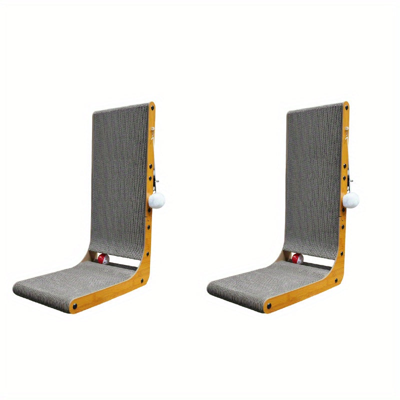 TEMU Extra Large L Shape Vertical Cat Scratching Post Wall Mount - Cardboard Kitten Scratching Post With Ball Toy - Indoor Cats To Stretch, And Play