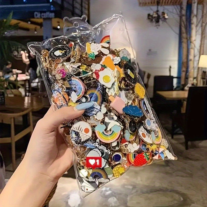 TEMU 30pcs Cute Cartoon Enamel Pin Set - Vibrant & For Casual Attire & Special Occasions