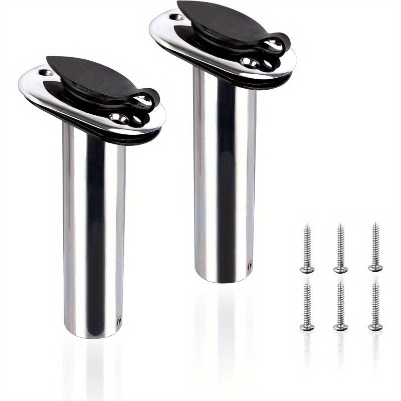 TEMU 2 Pack Fishing, Rod Holders, Stainless Steel Flush Mount Rod Holder For Boat Pvc Caps And Inner Tubes, Fishing Pole Holders Rod Rack For Marine