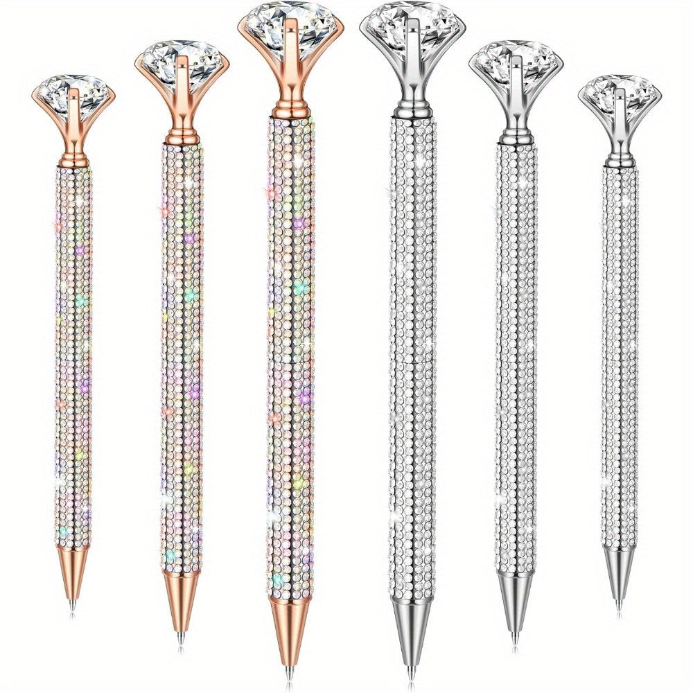 TEMU 6pcs Diamond Pens With Crystal, Pens With Diamonds On Top, Diamond Pens For Office School Home