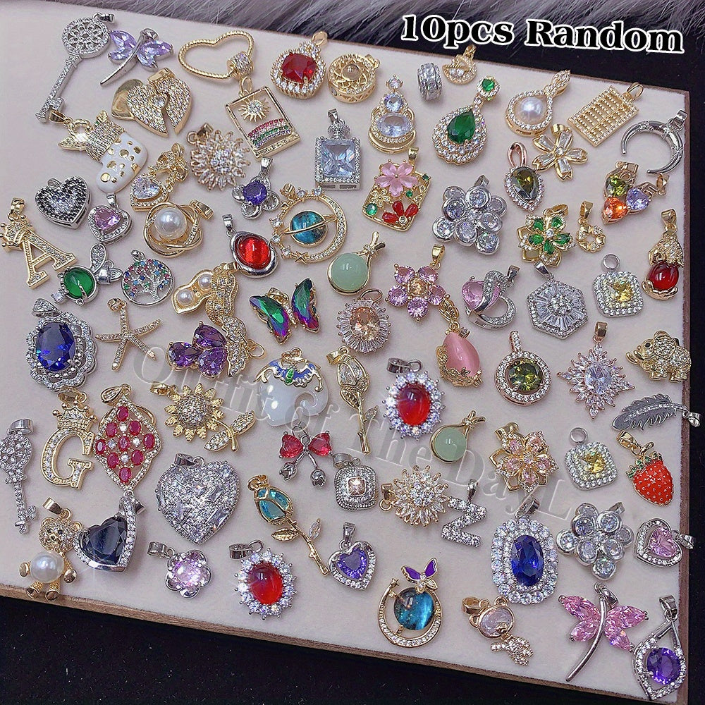 TEMU 20pcs Jewelry Pendant, Assorted Varieties Shaped Pendants, Inlaid Synthetic Zirconia Copper , For Diy Necklace Bracelet , And Accessories, 's,