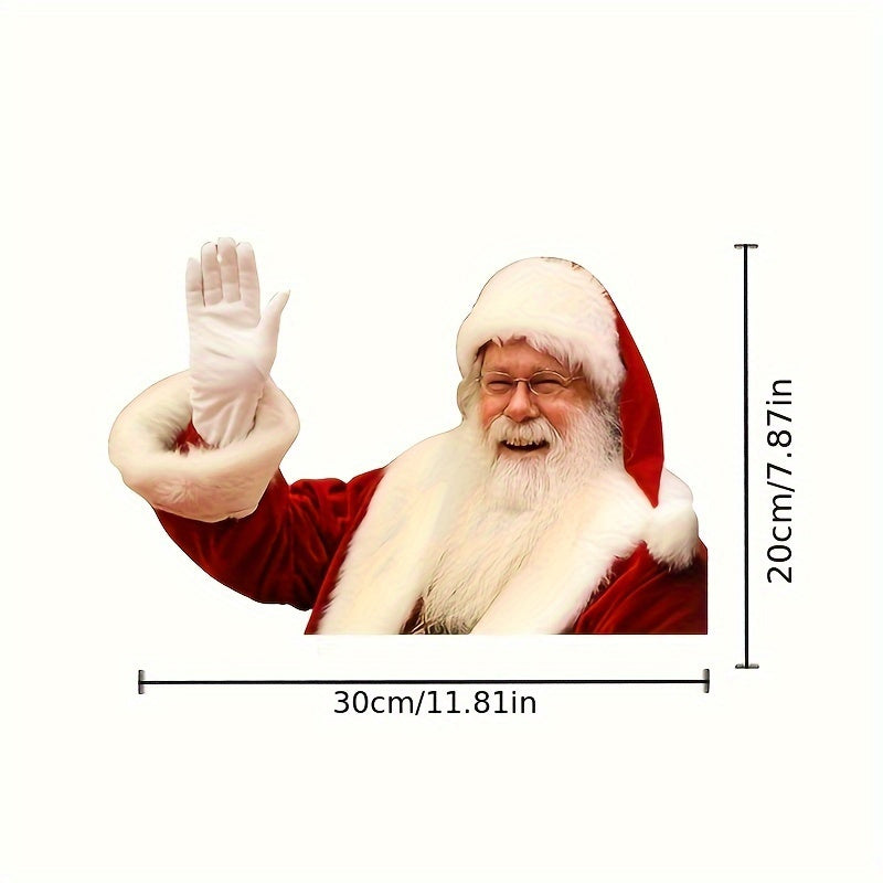 TEMU 1pc Waterproof Realistic Santa Claus Sticker Christmas Car Window Glass Decal Decoration Ride With Santa Funny Christmas Window Clings