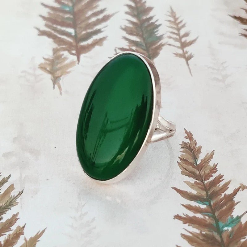 TEMU Elegant Vintage-inspired Emerald Green Oval Ring - Engagement, Wedding, Or Casual Attire, Green,