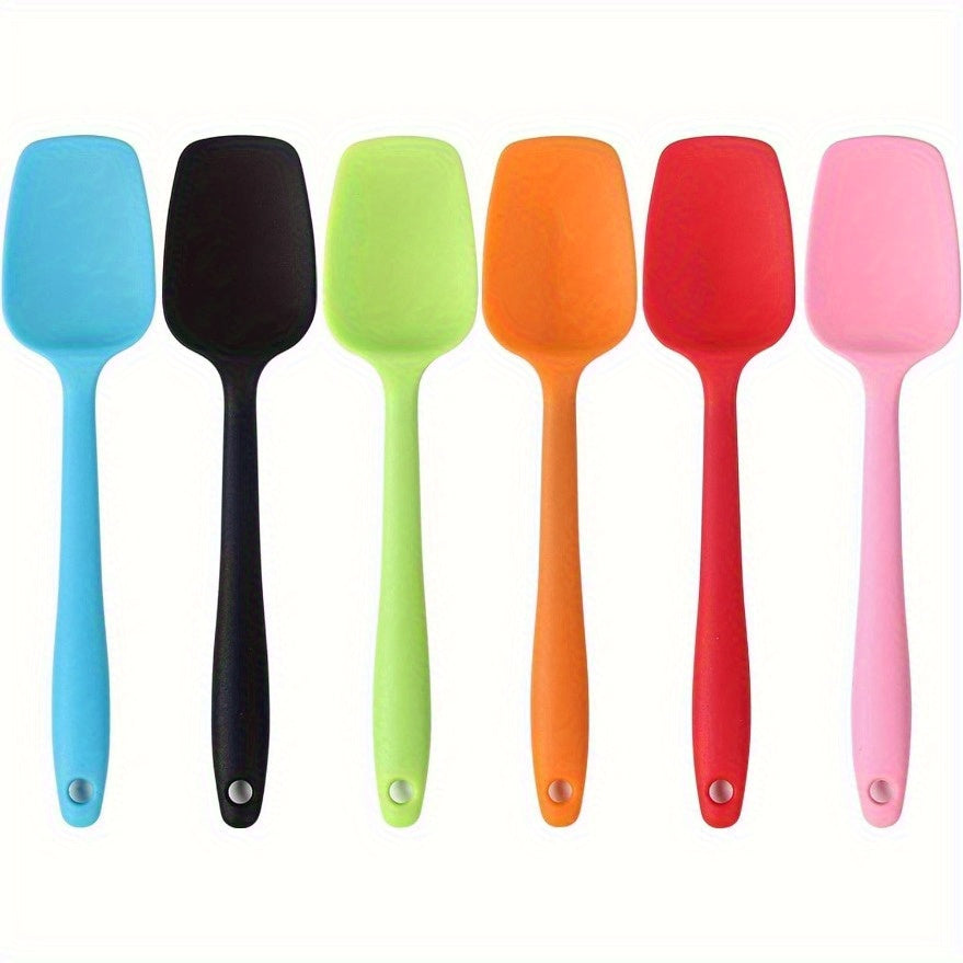 TEMU 6pcs Heavy-duty Silicone Spatula Set - 500°c Heat-resistant Cookware Safe, Ergonomic Non-toxic Kitchen Utensils With Color-coded Tips & Hanging