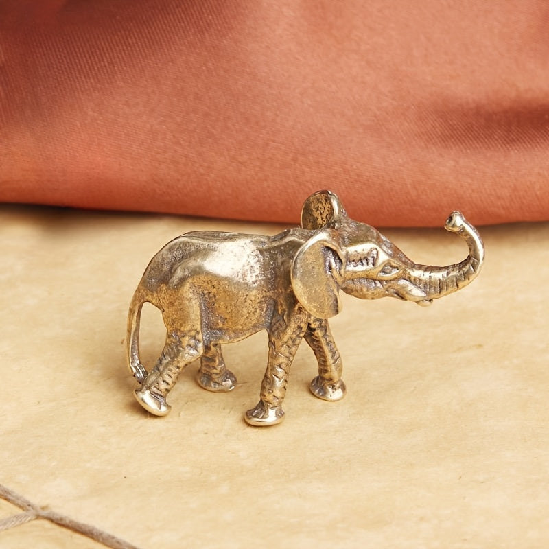TEMU Handcrafted Brass Elephant - Intricate Shui Decor For Home, Office & Desk, Polished Metallic Finish, Indoor Decorative Piece, Elephant Decor
