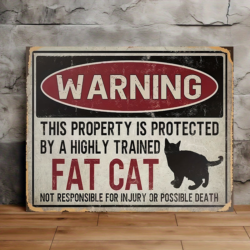 TEMU 1pc Canvas Painting, Warning: Property Protected By A Fat Cat, Funny Unframed Wall Decoration, Artwork Canvas Wall Art Poster, No Frame 12x16