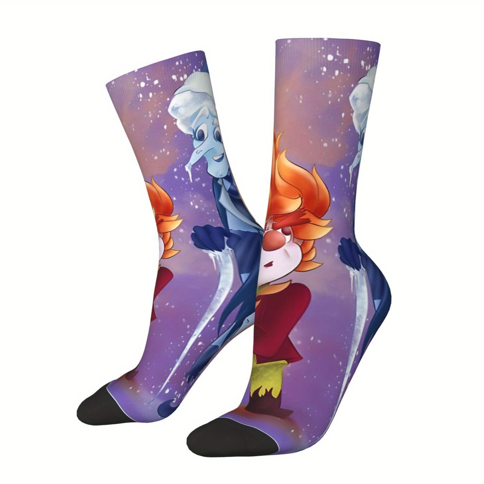 TEMU 1 Pair Men's " Brothers" Christmas Socks - Retro Hip Hop Style, Print, Breathable Polyester , Comfortable Crew Socks For Casual Attire & Gifts