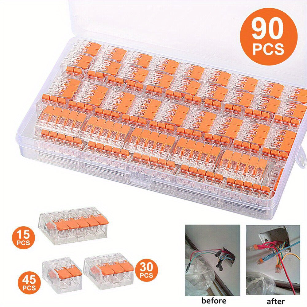 TEMU 90pcs Of Compact Lever Wire Block Clamp Terminals - Compatible With 211 Electrical Connectors