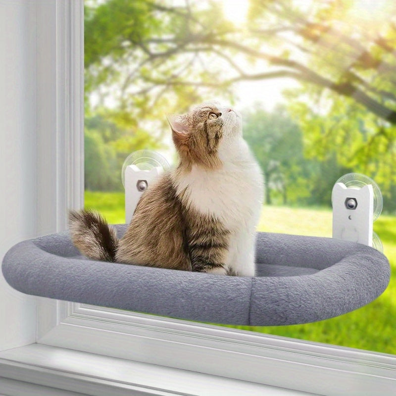 TEMU Large Cat Window Habitat With Padded Cordless Cat Hammock And 4 Powerful Suction Cups, Bearing 40 Lbs, Sunbathing Cat Seat Suitable For Indoor