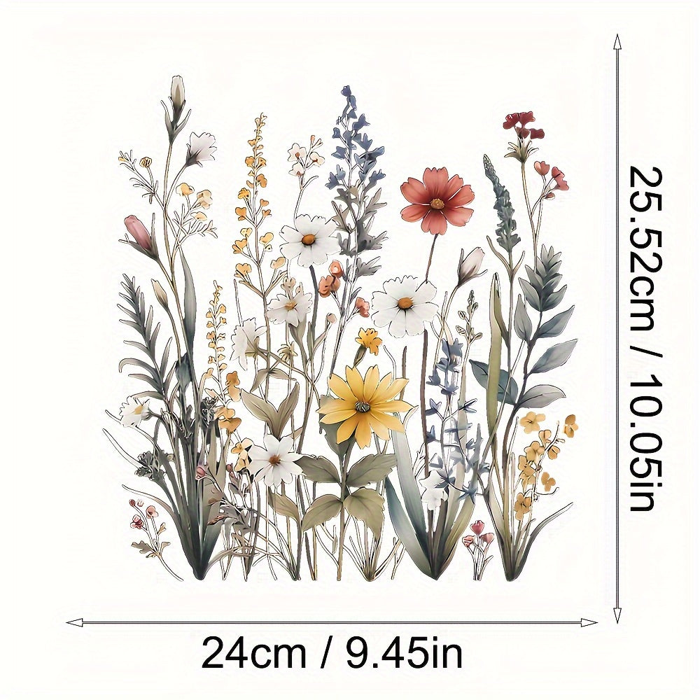 TEMU Floral Heat Transfer Vinyl Patches - Red Yellow White Multicolor Diy Iron-on Sublimation Decals For Clothing, T-shirts, Masks, Jeans & Backpacks